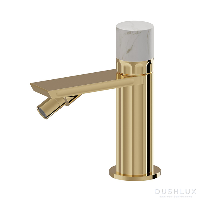 Фото Newform Ionika allure bagno Смеситель для биде, на 1 отв., прогрессивный, белый мрамор, цвет: PVD glossy gold