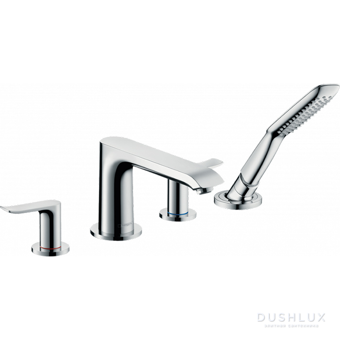 Фото Hansgrohe Metris Смеситель на край ванны, на 4 отв., излив 220мм, ручной душ 1jet, цвет: хром