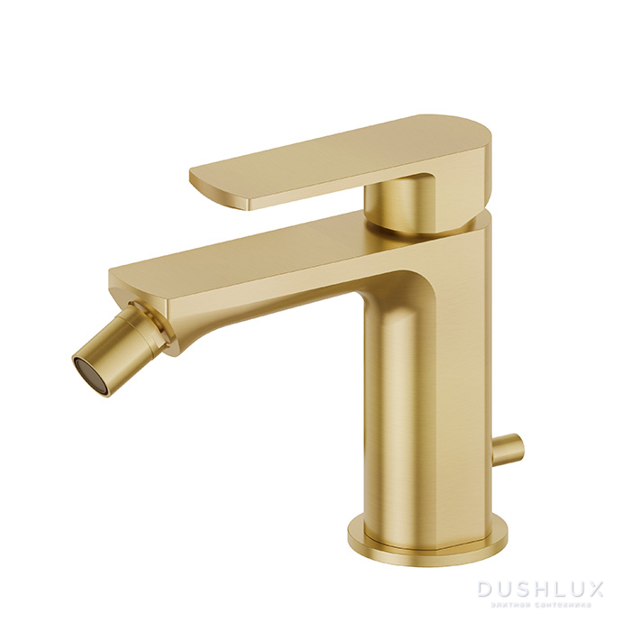 Фото Newform Haka Смеситель для биде, 1 отв., с донным клапаном, цвет: PVD brushed gold