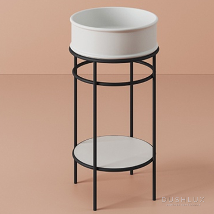 Фото Artceram VOGUE Металическая структура Ø44хh72,5см с раковиной Atelier без отв. под смеситель, цвет: черный матовый/белый матовый