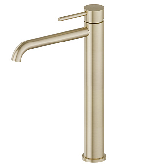 Newform X-Steel 316 Смеситель для раковины, высокий, 1 отв., без донного клапана, цвет: PVD Brushed pale gold