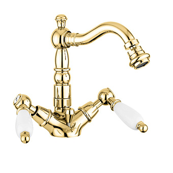 Emmevi Deco Ceramic Смеситель для биде с донным клапаном, цвет: золото