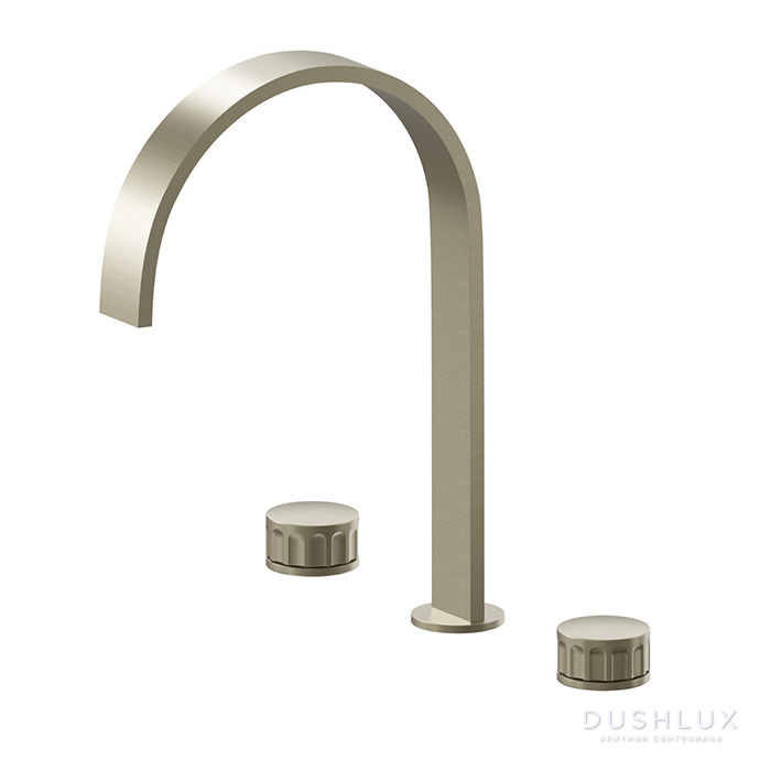 Фото Newform Ionika bagno Смеситель для раковины на 3отв. без донного клапана, цвет: PVD brushed pale gold