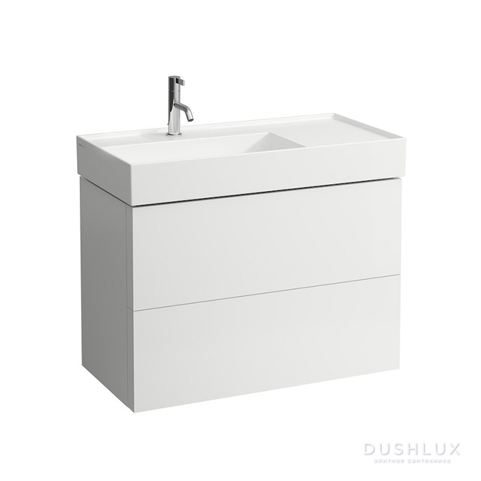 Фото Laufen Kartell Тумба с раковиной 88x45x60cм, 2 ящика, с полочкой справа, цвет: белый матовый