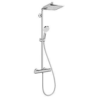 Hansgrohe Showerpipe Crometta E Душевая стойка: термостатический смеситель, верхний душ 24см, ручной душ, шланг, цвет: хром