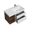 Kerama Marazzi Cubo Тумба 90см., подвесная, с ящиками, правая, цвет: белый матовый/орех
