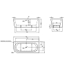 Knief Wall Corner Left Ванна акриловая в правый угол 180x80x60см, щелевой перелив SLOT (черный матовый), цвет: белый