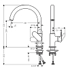 Hansgrohe Vernis Blend M35 Кухонный смеситель, на 1 отв, однорычажный, с поворотным изливом 220мм, h209, 1jet, цвет: матовый черный