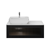 Kerama Marazzi Iconico Тумба 100см., подвесная, с рифленым стеклом, 1 ящик, со столешницей, цвет: черный
