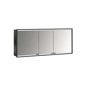 Emco Prime Зеркальный шкаф 160см., с подсветкой LED 2 Facelift , цвет черный встраив. модель, 3-дверки, IP 20 зеркальная задняя стенка