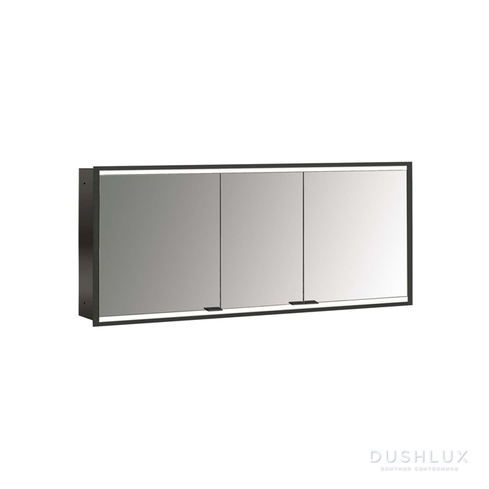 Фото Emco Prime Зеркальный шкаф 160см., с подсветкой LED 2 Facelift , цвет черный встраив. модель, 3-дверки, IP 20 зеркальная задняя стенка