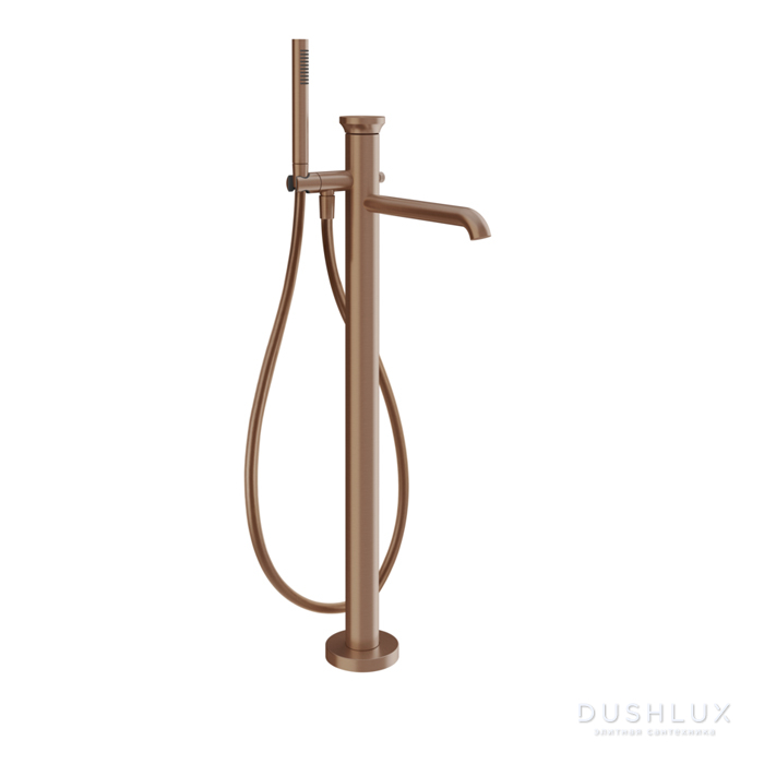 Фото Gessi Origini Смеситель для ванны, напольный, с ручной лейкой, цвет: Copper Brushed PVD