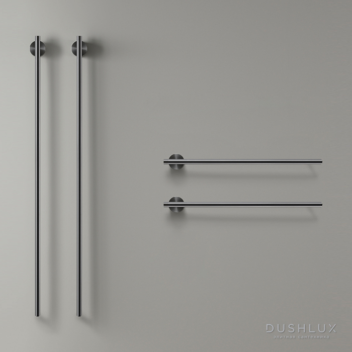 Фото CEA Design EQUILIBRIO Полотенцесушитель электрический, 2 трубки 106см, 2 трубки 58см, цвет: PVD черный сатинированный