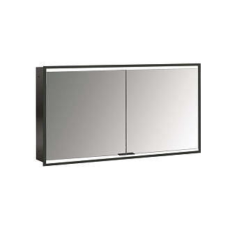 Emco Prime Зеркальный шкаф 130см., с подсветкой LED2 Facelift встраив. модель, 2-дверки, IP 20, цвет черный зеркальная задняя стенка