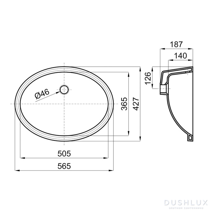 Noken Sotto Раковина 51x37 см, без отв., без отв., встраиваемая под ...