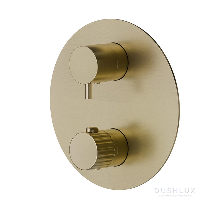 Фото Newform Steel Line Смеситель для душа, встраиваемый, термостатический, цвет: pvd brushed pale gold