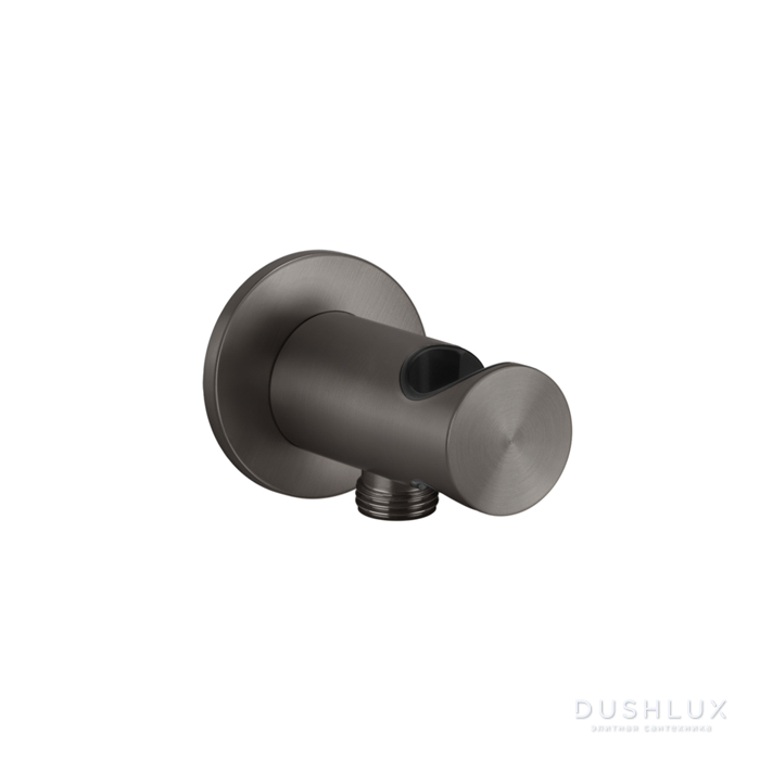 Фото Gessi 316 Держатель для душевой лейки с выводом воды на 1/2", цвет: brushed black metal pvd