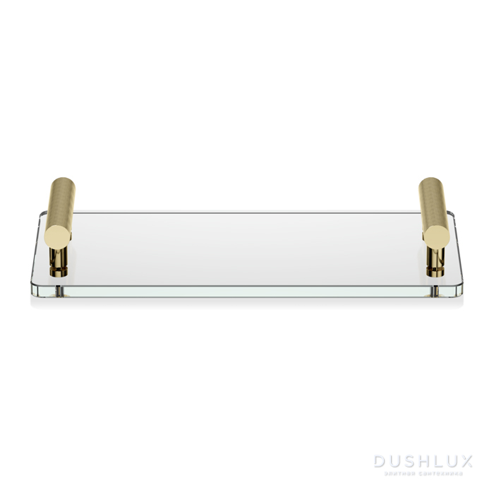 Фото Decor Walther Club Tab Поднос с ручками, стеклянный, цвет: золото/прозрачное стекло