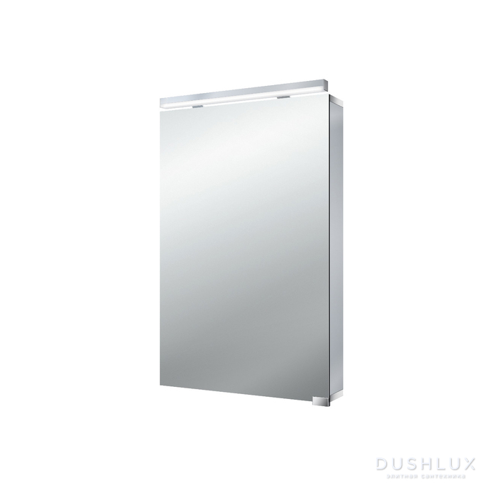 Фото EMCO Flat Зеркальный шкаф 50x72.7см., LED-подсветка, 1 дверь, 2 полки, розетка, с нижней подсветкой