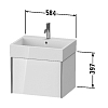 Duravit XViu Тумба подвесная 58.4x45.4x39.7см с раковиной, с 1 выдв ящик, цвет: белый глянцевый/champagne matt