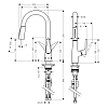 Hansgrohe Talis M51 Смеситель для кухни, на 1 отв однорычажный, поворотный излив 185мм с вытяжным душем, 2jet, h152мм, цвет: хром