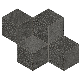 Lea Ceramiche Concreto Керамогранит 35x30.5см, универсальный, неглазурованный, мозаика cube mix, цвет: сoncreto dark/матовый