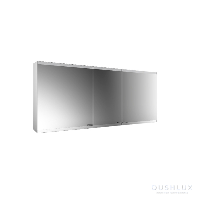 Фото EMCO Evo Зеркальный шкаф 160x70см., с подсветкой, навесной, 3 двери, 4 полки, розетка, цвет: алюминий