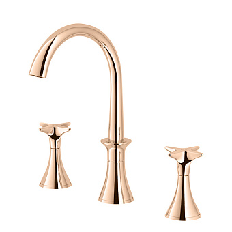 Stella 130 Смеситель для раковины, 3 отв., с донным клапаном, цвет: Rose gold
