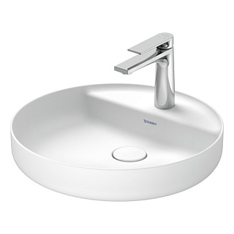 Duravit Vitrium Раковина накладная 46 см, с 1 отв., круглая, из DuroCast UltraResist, без перелива, с полкой, цвет: белый матовый