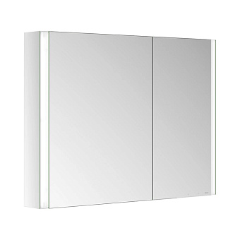Keuco Somaris Зеркальный шкаф 100x71x12.8см, 2-дверный двустор. зеркало, P 44, с обогревом c плавным закр., корпус: алюминий серебристый