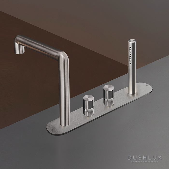 Фото CEA Design CARTESIO Смеситель на борт ванны, с ручным душем, цвет: нержавеющая сталь