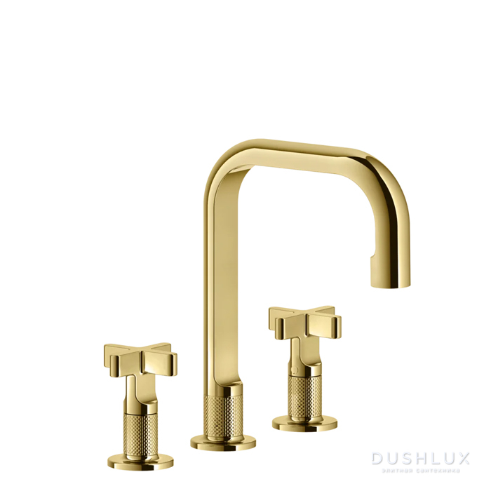 Фото Gessi Inciso Смеситель для раковины на 3 отв., цвет: золото