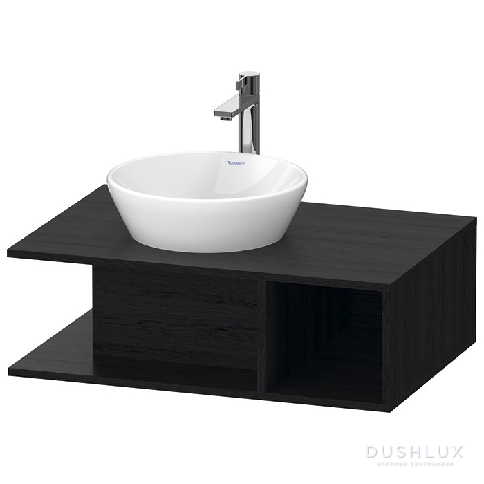 Фото Duravit D-Neo Тумбочка подвесная компакт 80x55x26 см, раковина, 1 открытое отделение на правой стороне, цвет: Black Oak