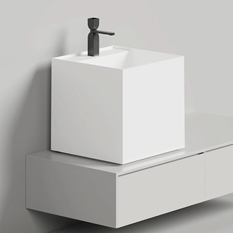 Salini Armonia Square Top 03 Раковина накладная 45x45x45cм., с 1 отв, материал: S-Stone, цвет: белый матовый