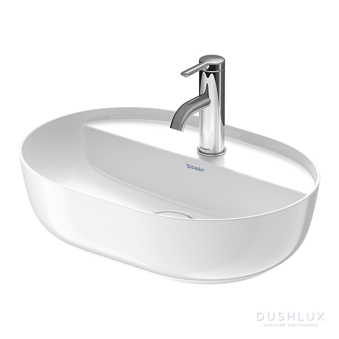 Фото Duravit Luv Раковина накладная 50х35 см, с 1 отв., с донным клапаном, без перелива, цвет: белый глянцевый