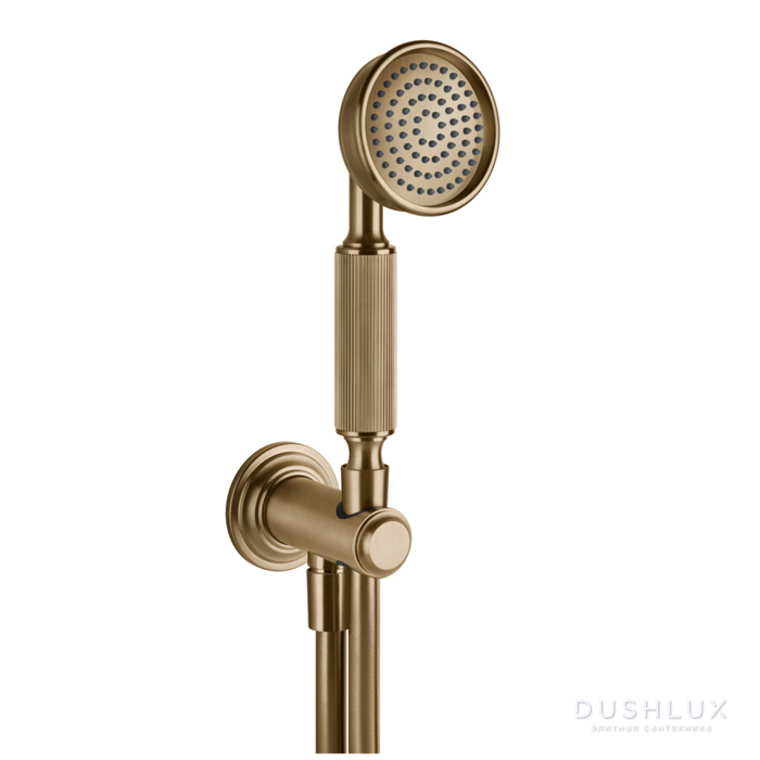 Фото Gessi Venti20 Комплект для душа с ручным душем, шлангом 150см., держателем с подводом воды, цвет: Warm Bronze Br. PVD