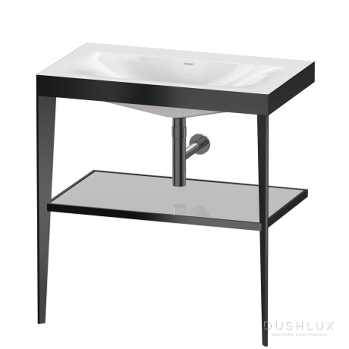 Фото Duravit XViu Консоль напольная, 80x48x85см с полкой, с раковиной без перелива, без отв., цвет: black matt/crome