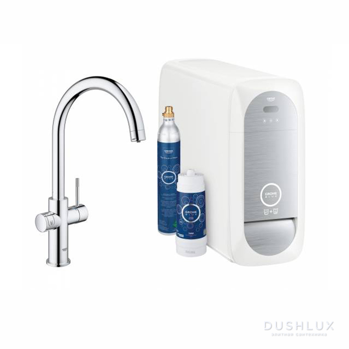 Фото Grohe Blue Home Смеситель для кухни с фильтрацией, охлаждением и газированием воды, цвет: хром