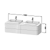 Duravit Happy D.2 Plus Тумба подвесная 160x55x40.8см с 2 раковинами, 4 ящика, цвет: nordic white satin matt