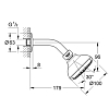 Grohe Tempesta 100 Верхний душ 10см., и душевой кронштейн, 4 режима струи, цвет: хром
