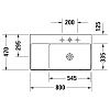 Duravit DuraSquare Раковина подвесная 80х47см, Dx, с отметками на 2 отв., без перелива, цвет: белый