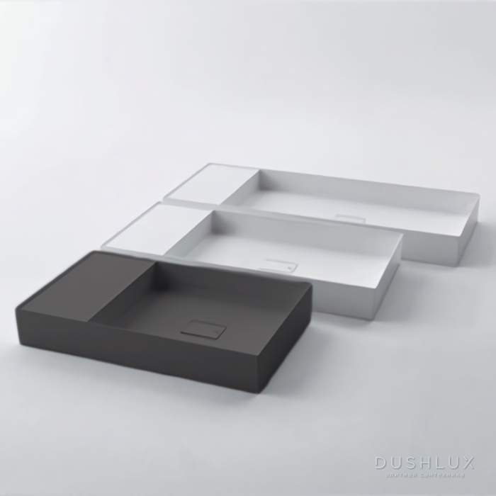 Фото Falper Quattro.Zero Раковина 80x45x12 см, без отв., накладная, цвет: London grey