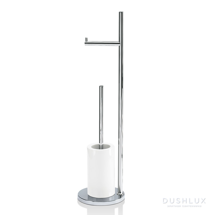 Фото Decor Walther DW 6700 Напольная стойка 74.8см., с ершиком и бумагодержателем, фарфор, цвет: хром/белый