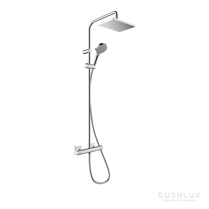 Фото Hansgrohe Vernis Shape Душевая стойка с верхним душем 230 1jet с термостатом, Green, цвет: хром