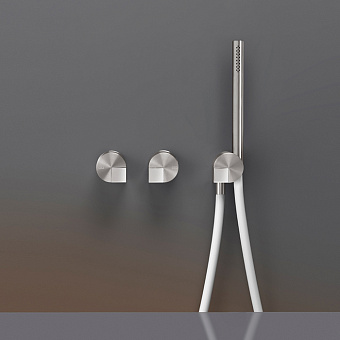 CEA Design DUET Смеситель для ванны/душа, настенный, с ручным душем, цвет: нержавеющая сталь/белый
