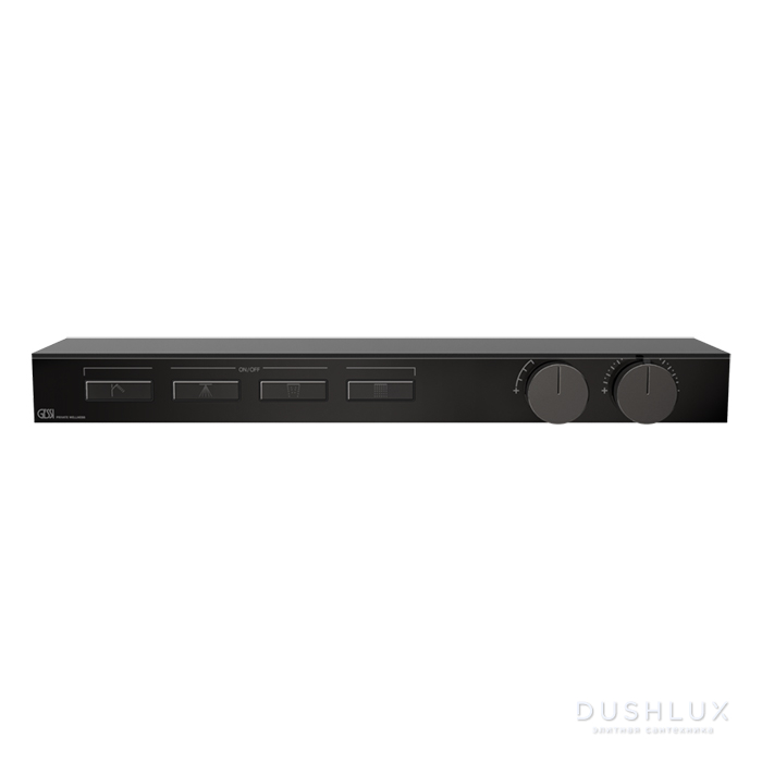 Фото Gessi Hi-Fi Термостат для душа, с вкл. до 4 источников одновременно, с полкой из черного мат. стекла, цвет: Black Metal PVD