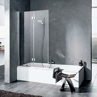 Kermi LIGA Штора на ванну LI 2PL 120x150см., глянцевое серебро, прозрачное стекло с Kermiclean