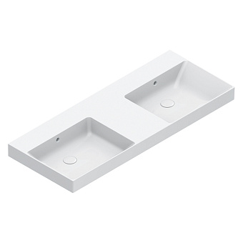 Catalano Zero Раковина 125x50см двойная, без отв., цвет: белый глянцевый