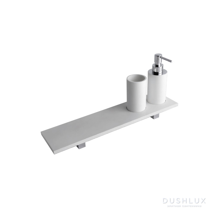 Фото Treemme TAG# Quadra Полочка 40 см со стаканом и дозатором, цвет: хром