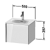 Duravit XViu Тумба подвесная 51x42х39.7см с раковиной, 1 выдвижное отделение, цвет: белый глянцевый
